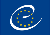 European Union (EU) logo featuring a blue background with a circle of gold stars and a stylized 'E